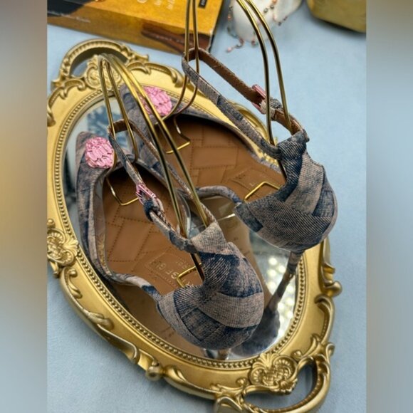 🆕 KURT GEIGER LONDON 🧿 NWOB Belgravia Pink Denim Vinyl High Heel, Sz 37 US 7 - Picture 14 of 16